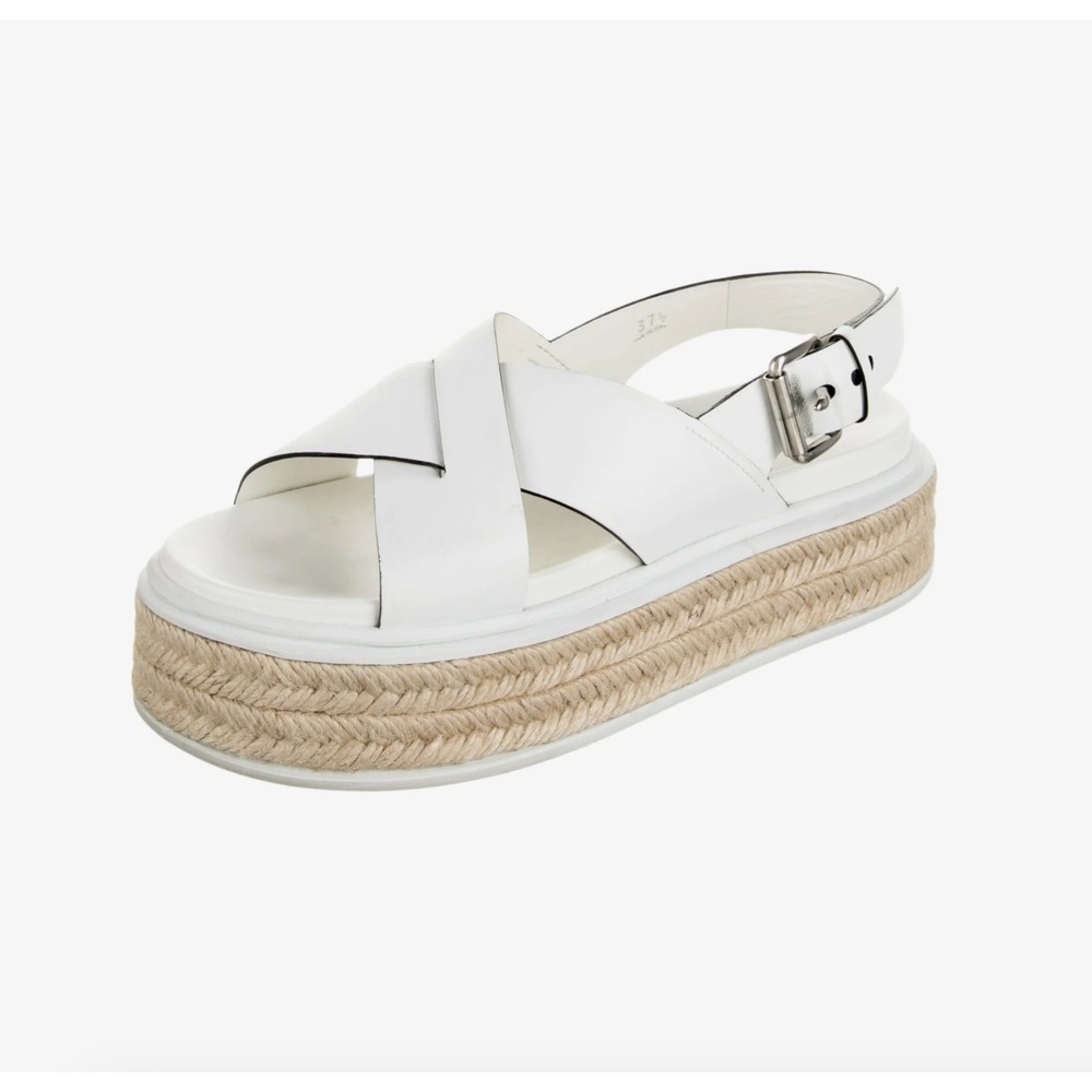 Prada Crisscross Platform Espadrille Sandals in White sz 38.5 (US 8)